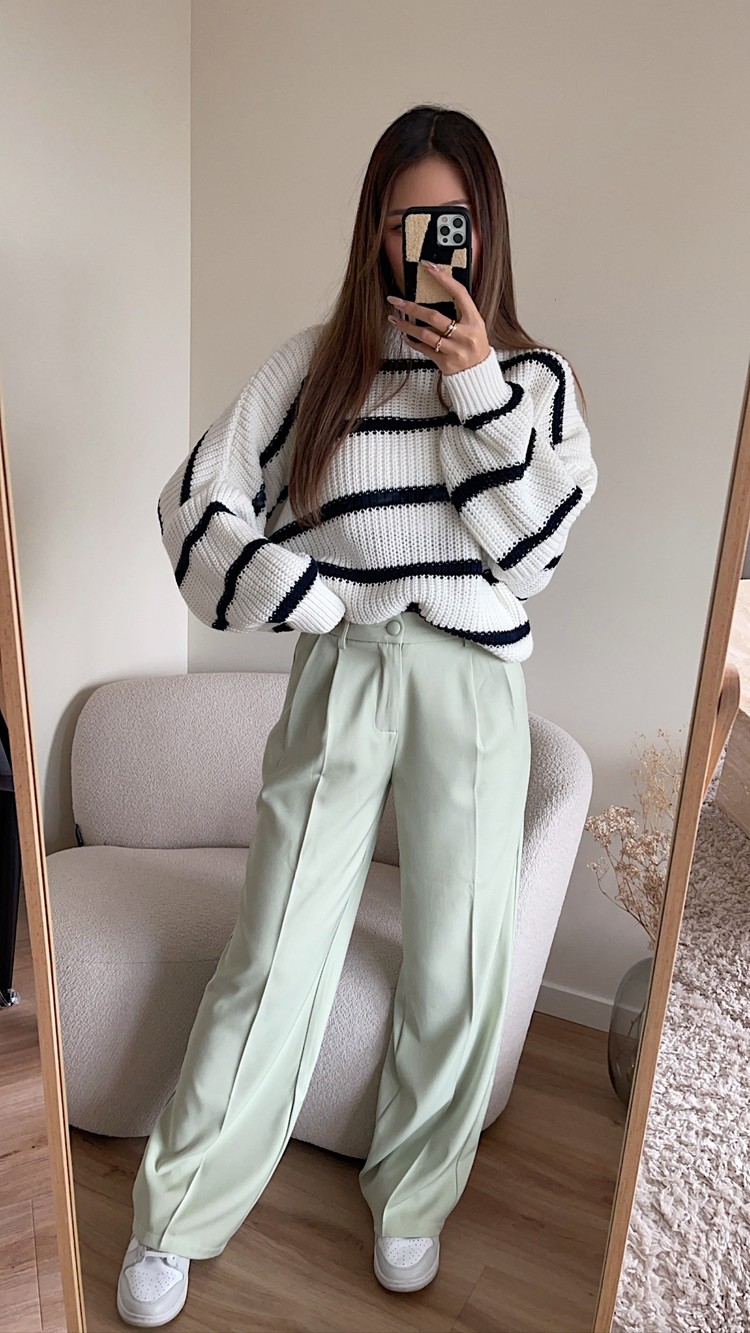 Krista Wide Leg Trousers / Light Green