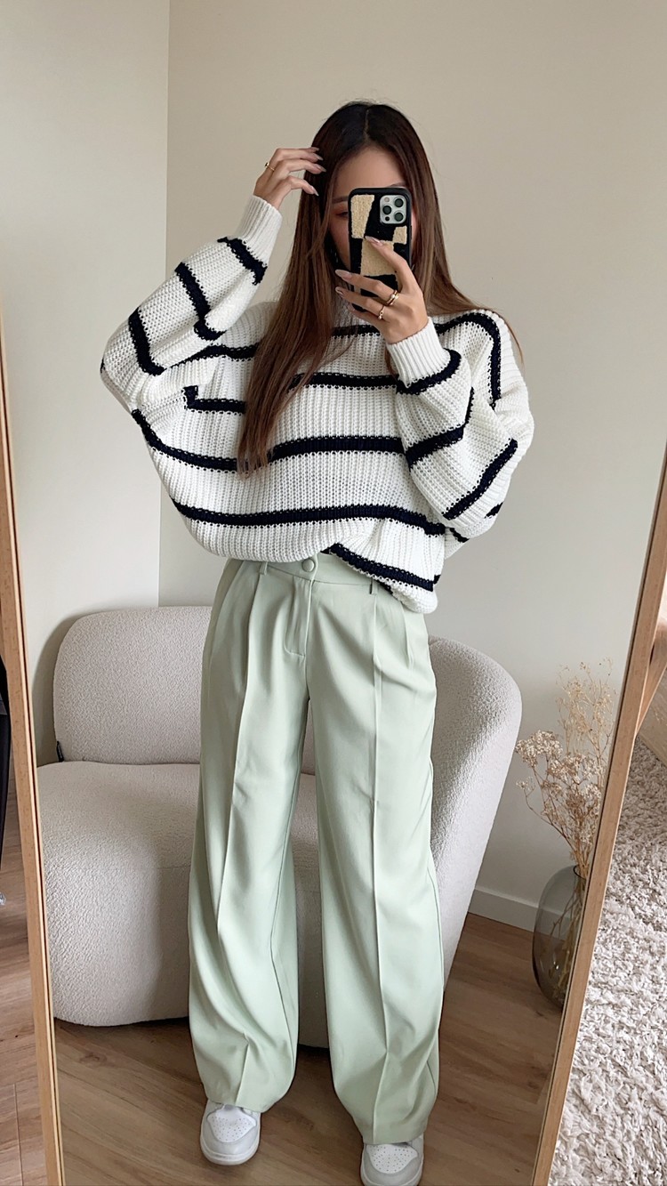 Krista Wide Leg Trousers / Light Green