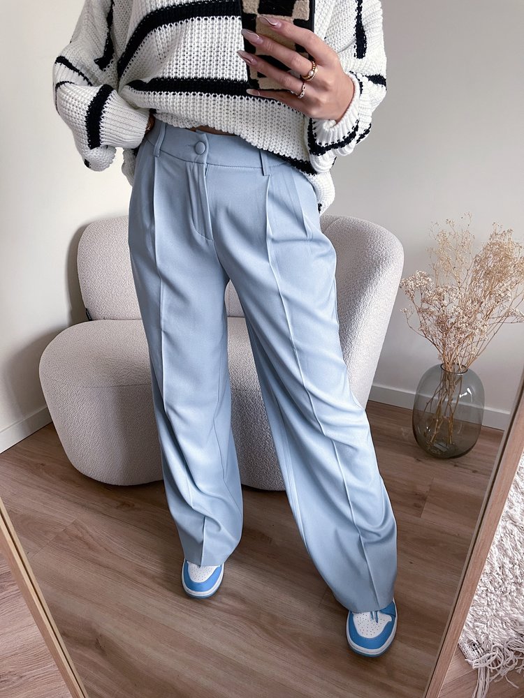 Krista Wide Leg Trousers / Light Blue