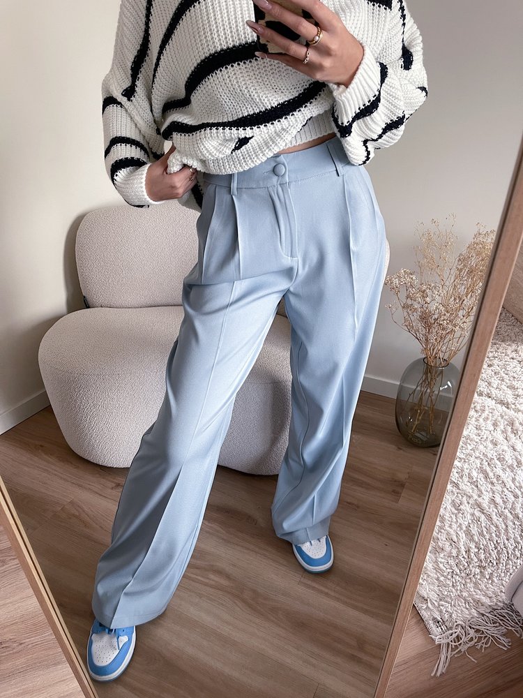 Krista Wide Leg Trousers / Light Blue