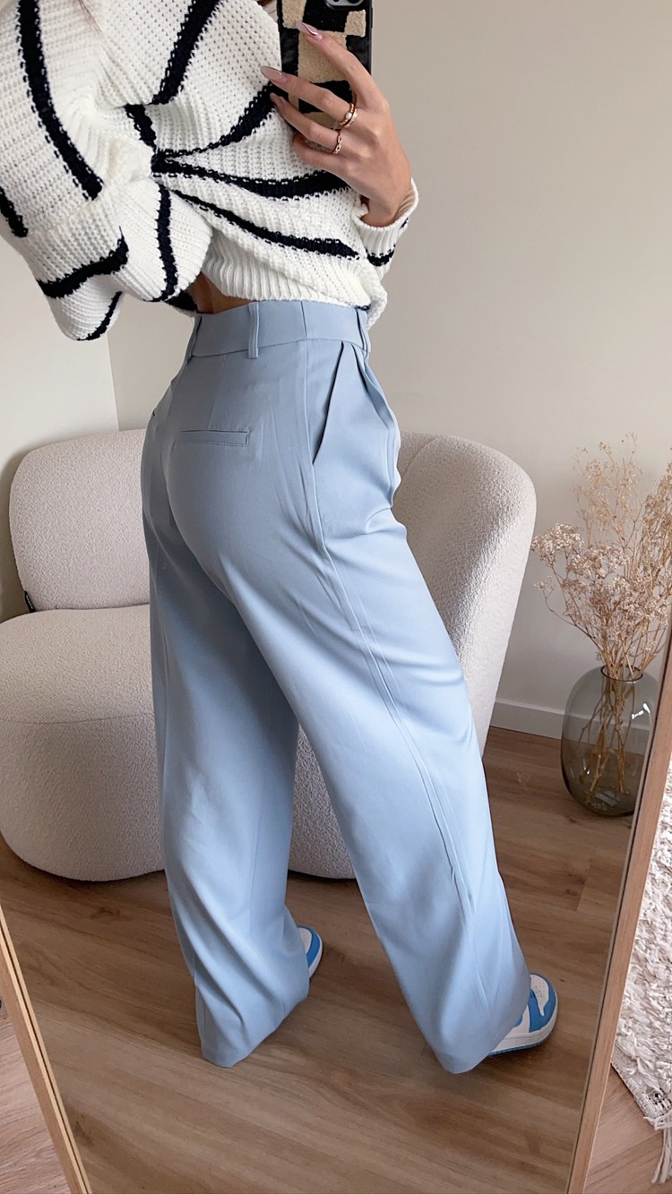 Krista Wide Leg Trousers / Light Blue