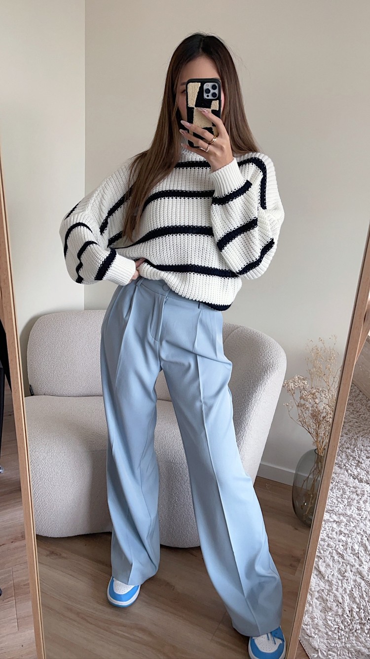 Krista Wide Leg Trousers / Light Blue