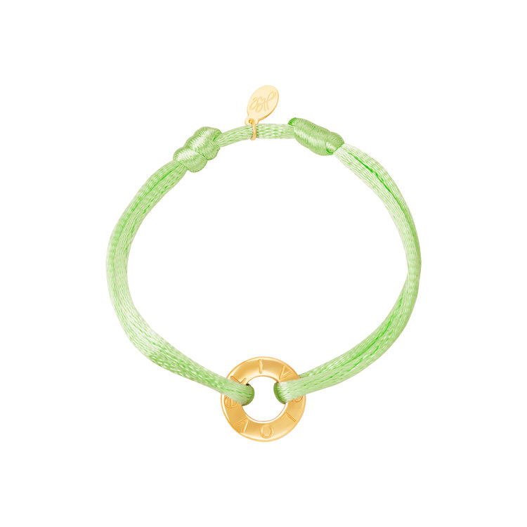 Gold Ring Satin Rope Bracelet / Green