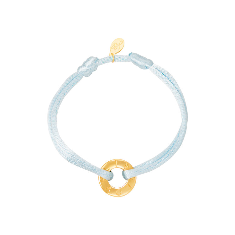 Gold Ring Satin Rope Bracelet / Blue