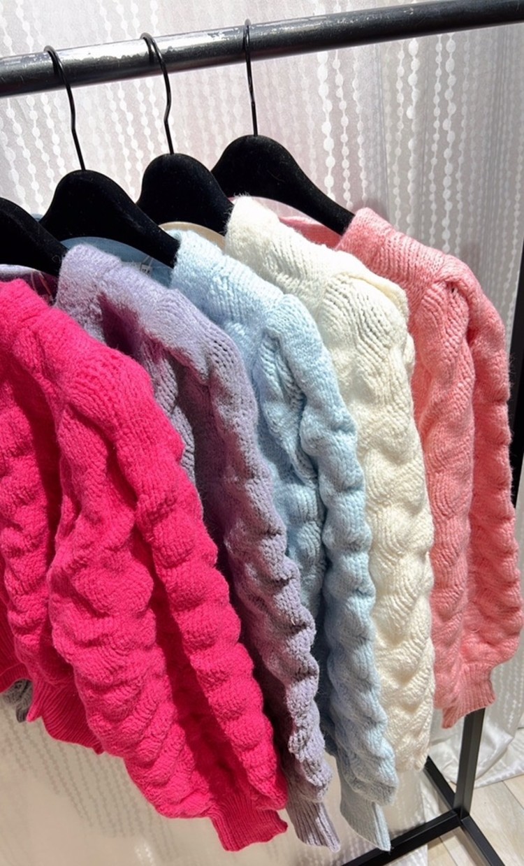 Yoni Boule Crop Cardigan / Pink