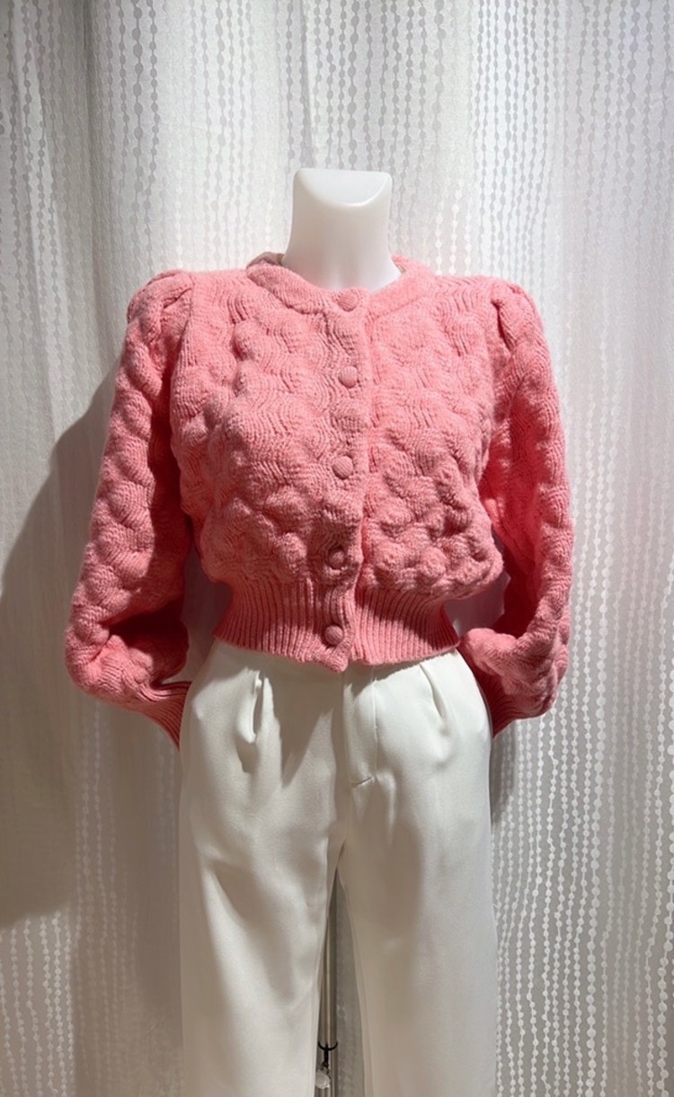 Yoni Boule Crop Cardigan / Pink