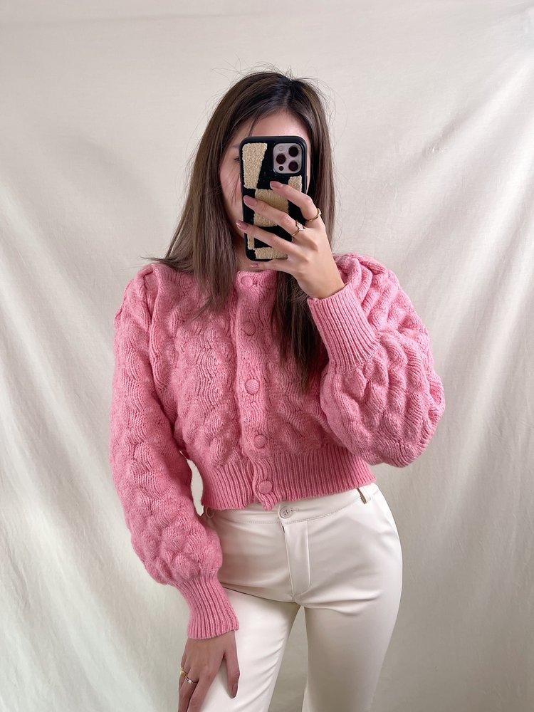 Yoni Boule Crop Cardigan / Pink