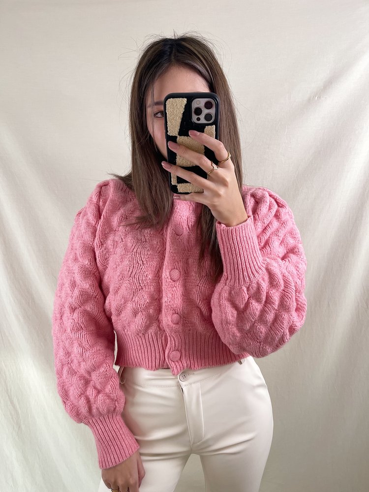 Yoni Boule Crop Cardigan / Pink