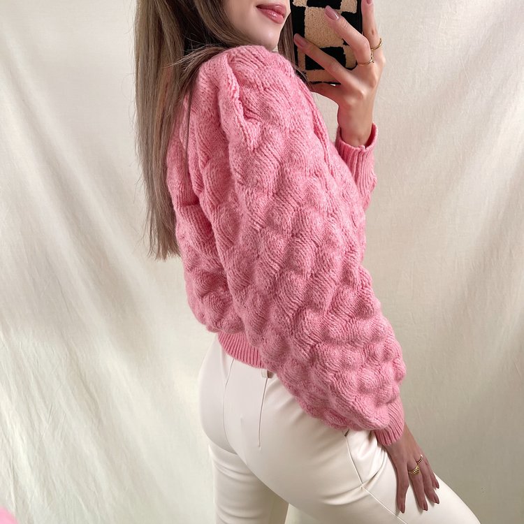 Yoni Boule Crop Cardigan / Pink