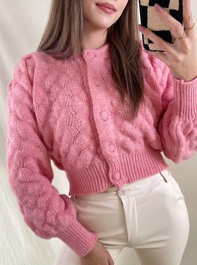 Yoni Boule Crop Cardigan / Pink