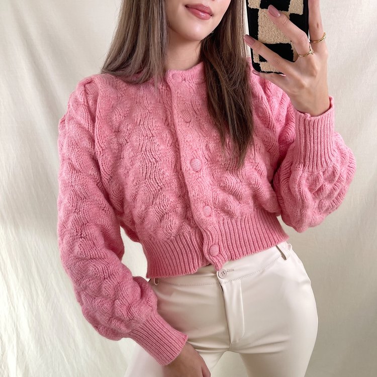 Yoni Boule Crop Cardigan / Pink