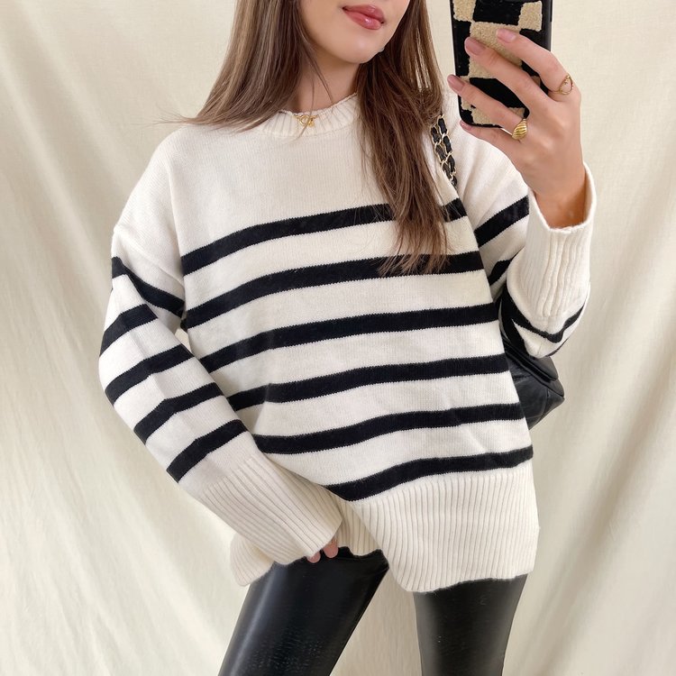 Niki Striped Sweater / Black
