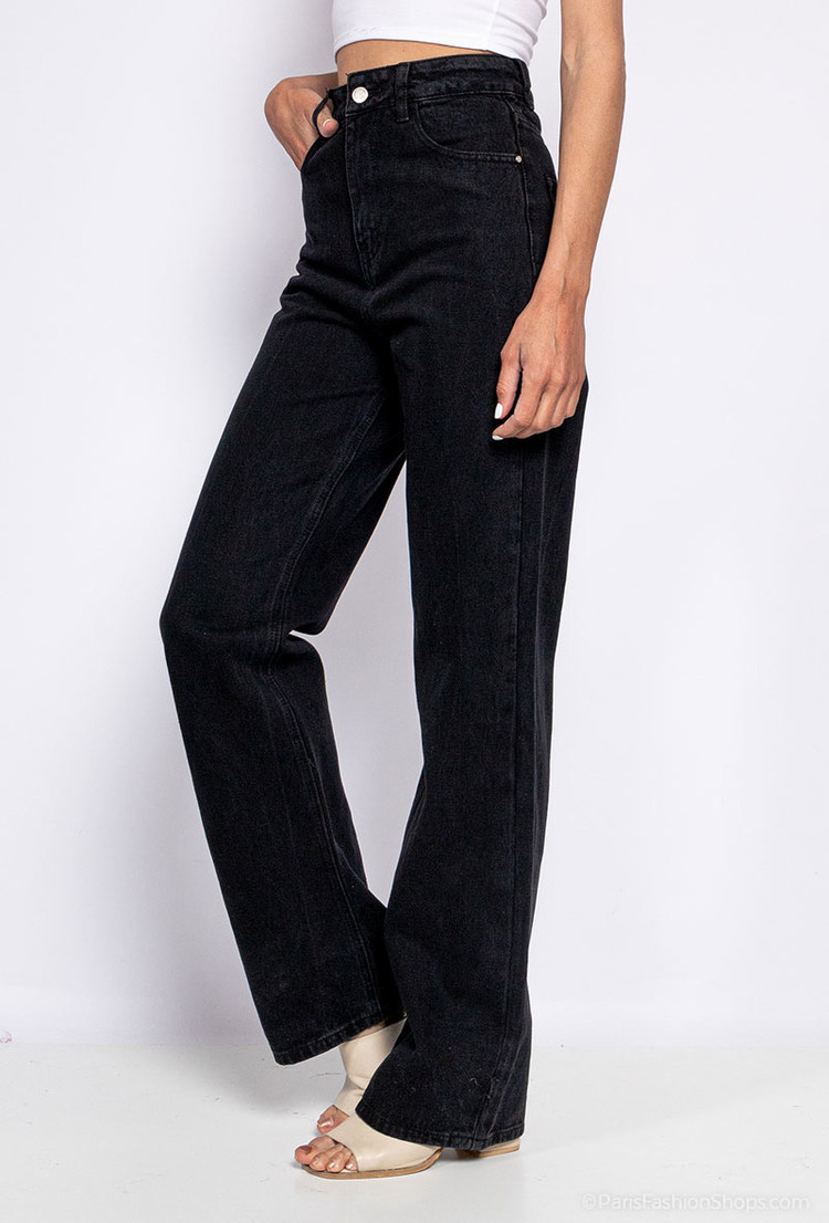 Alma Wide Leg Jeans / Black
