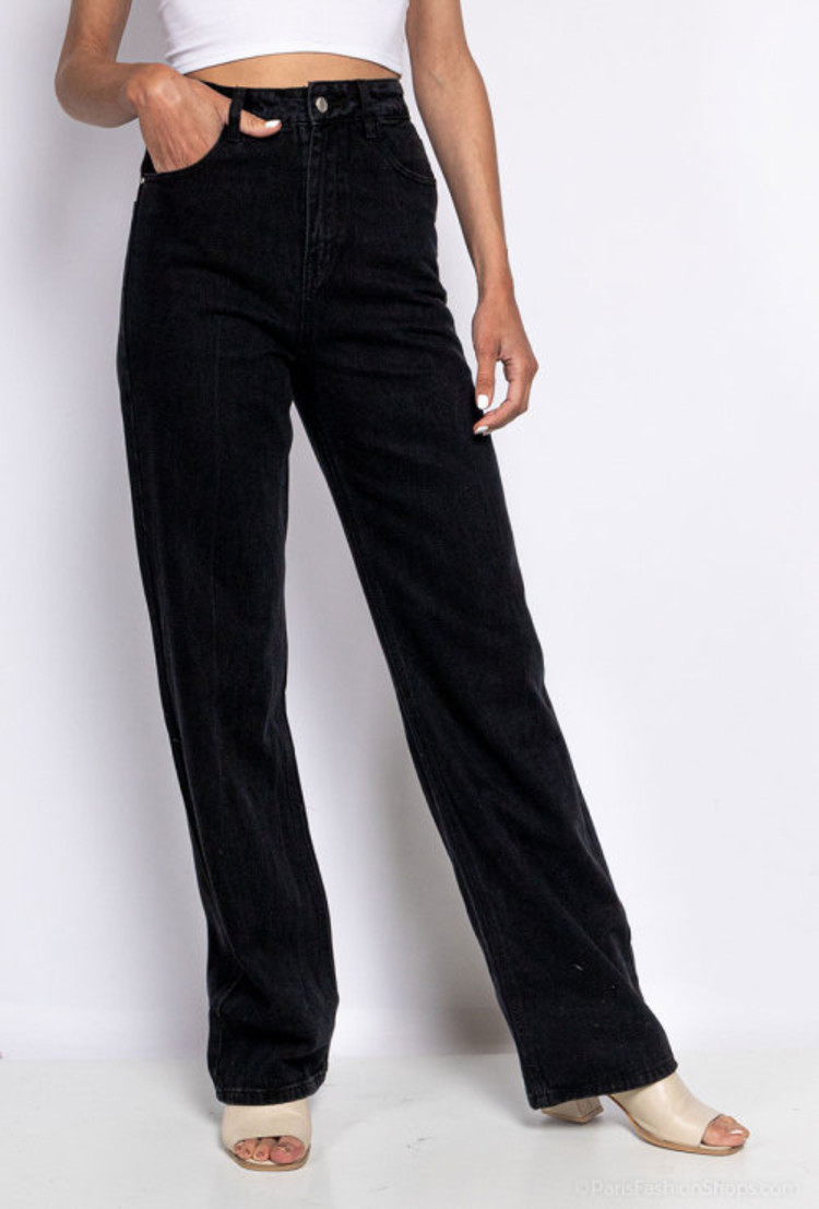 Alma Wide Leg Jeans / Black
