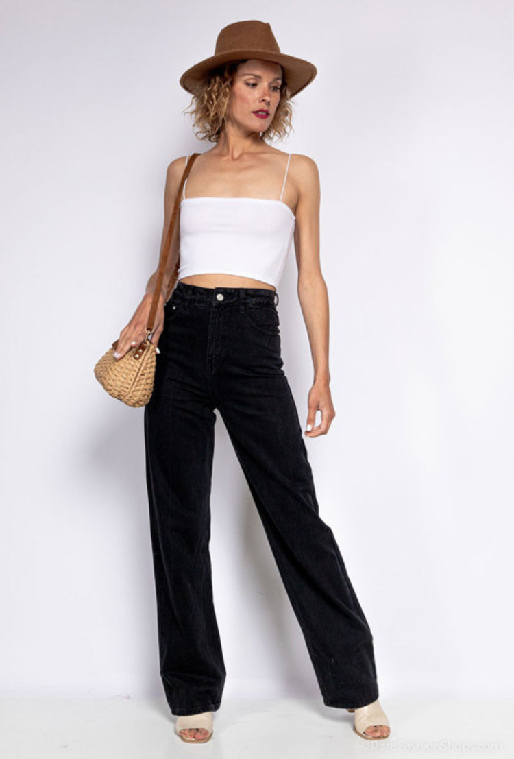 Alma Wide Leg Jeans / Black