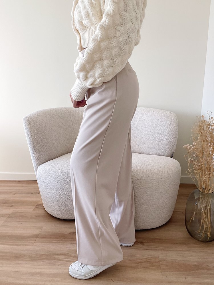 Krista Wide Leg Trousers / Beige