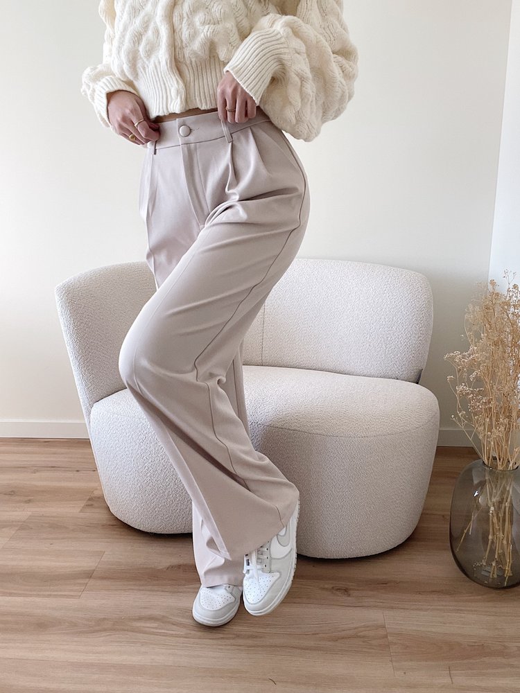 Krista Wide Leg Trousers / Beige