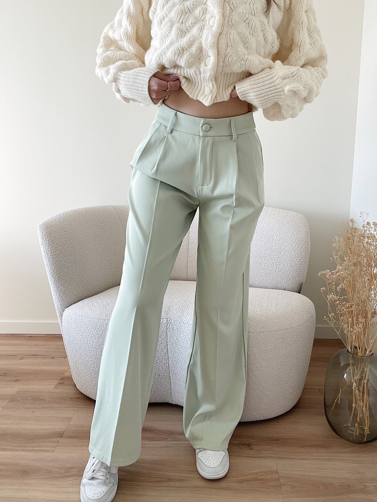 Krista Wide Leg Trousers / Light Green