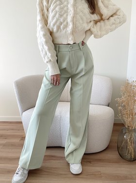 Krista Wide Leg Trousers / Light Green