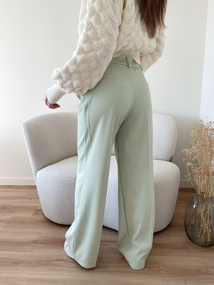 Krista Wide Leg Trousers / Light Green
