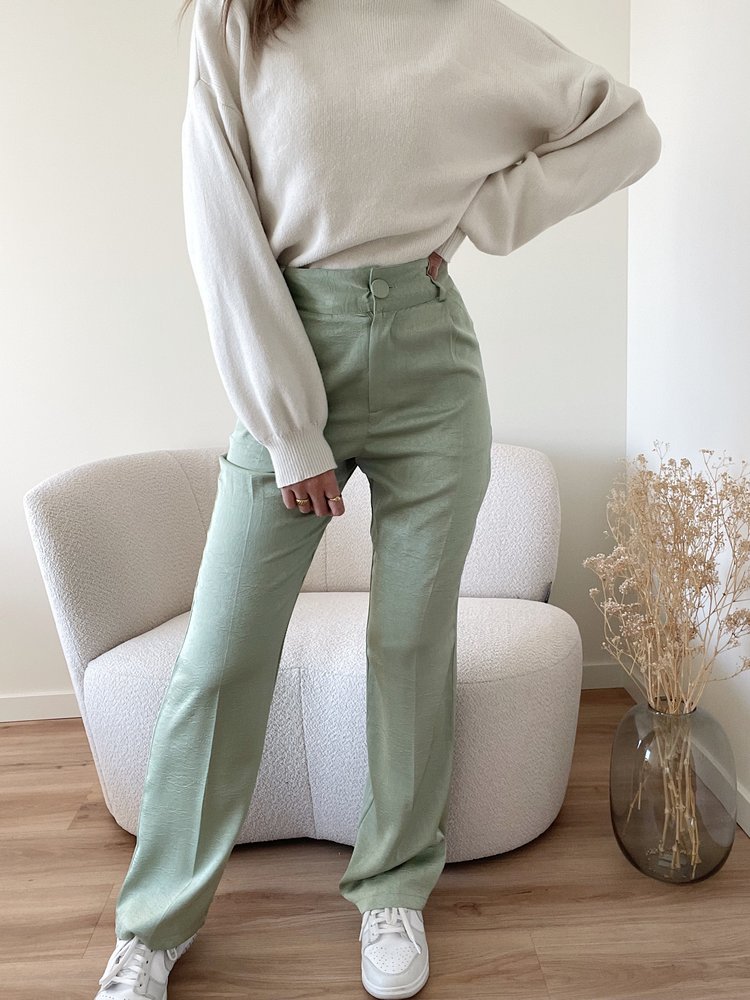 Ninette Silk Trousers / Light Green