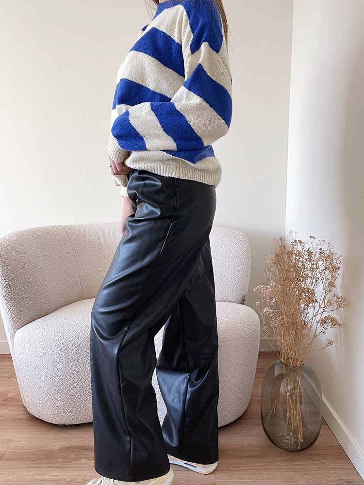 Hera Faux Leather Wide Leg Trousers / Black