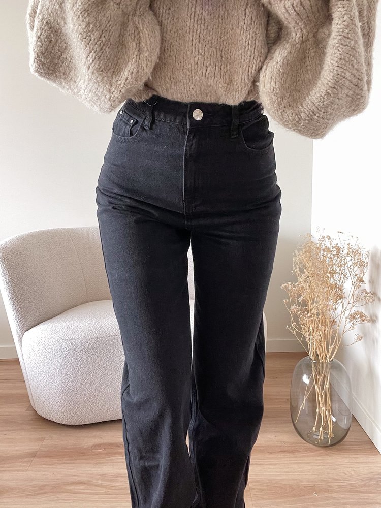 Alma Wide Leg Jeans / Black