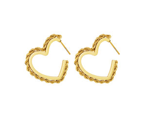 Gold Heart Twist Hoop Earrings Hello My Love