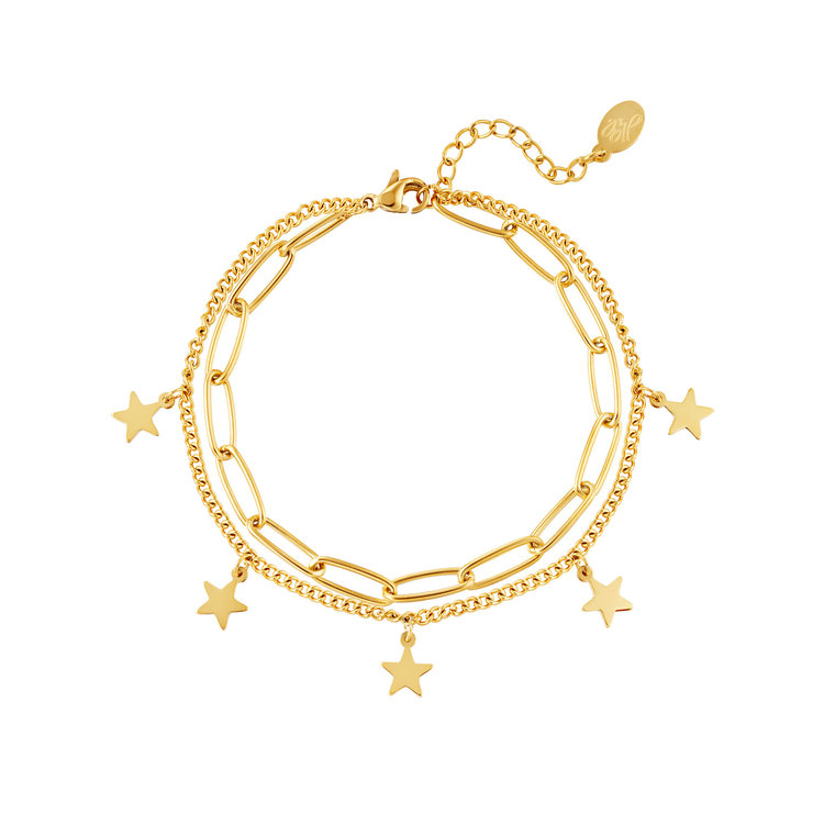 Gold Star Double Chain Bracelet