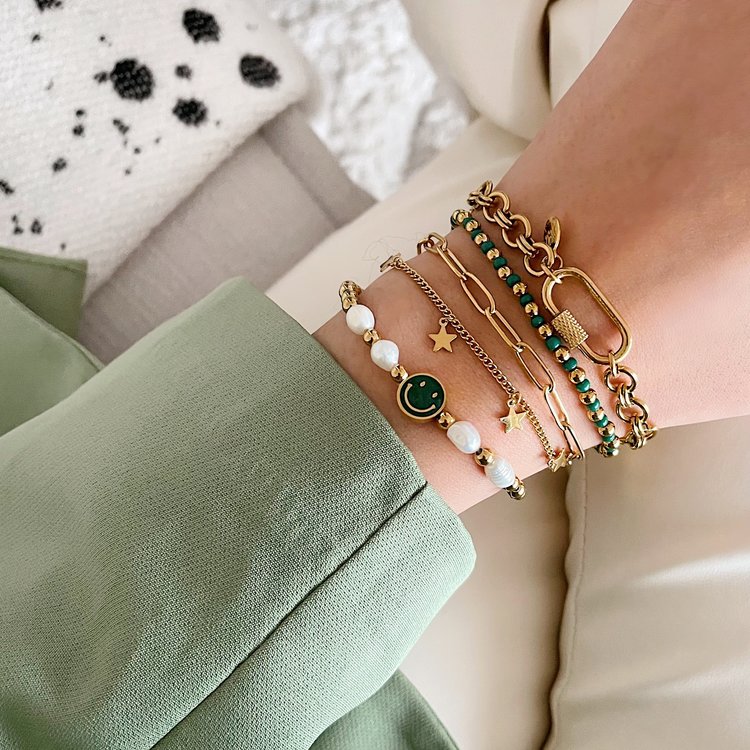 Gold Star Double Chain Bracelet