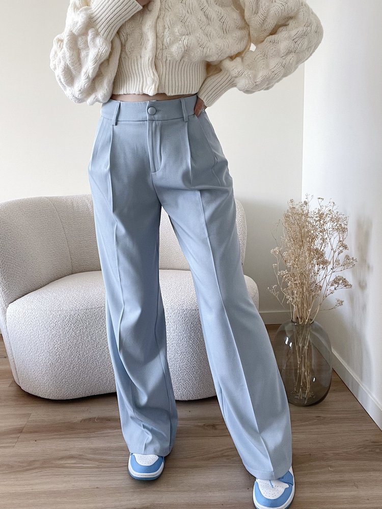 Krista Wide Leg Trousers / Light Blue