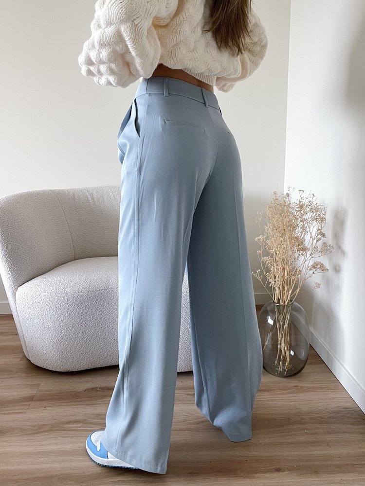 Krista Wide Leg Trousers / Light Blue