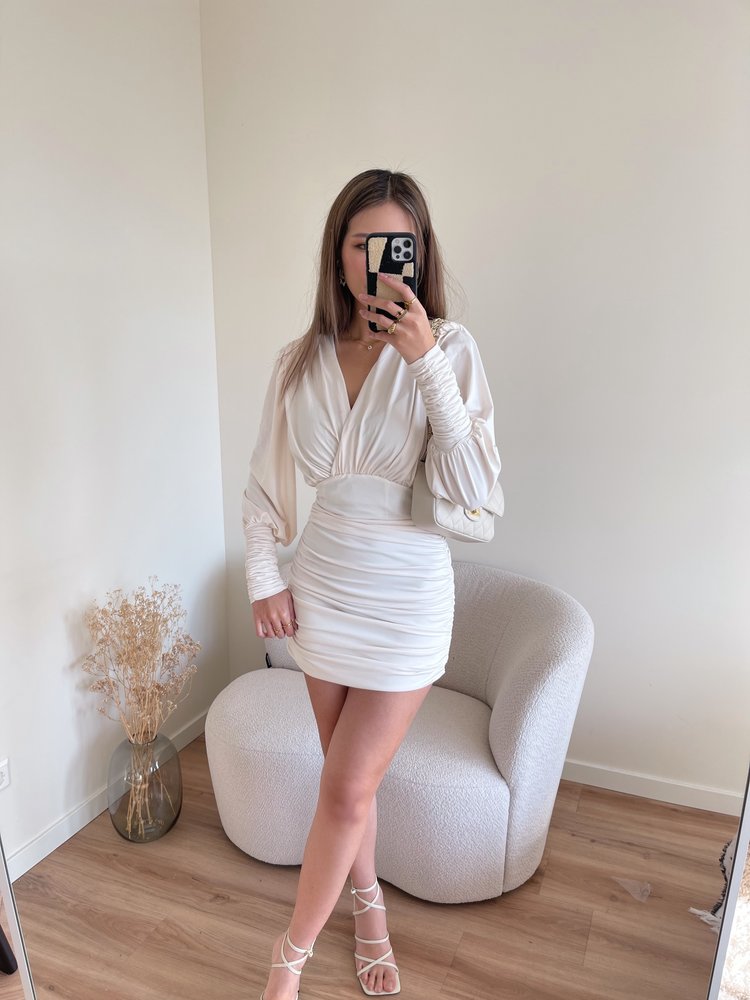 Mimmi Ruched Dress / Ecru
