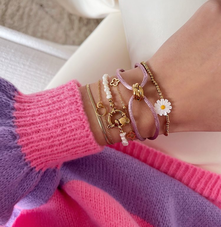 Gold Knot Satin Bracelet / Mauve