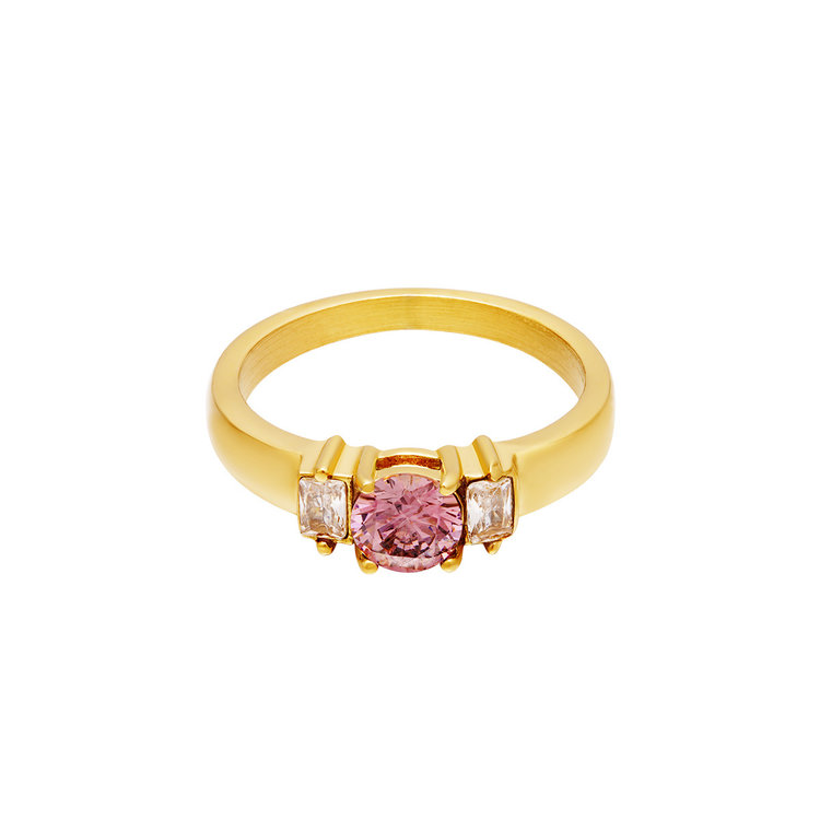Gold Gem Stone Ring / Pink