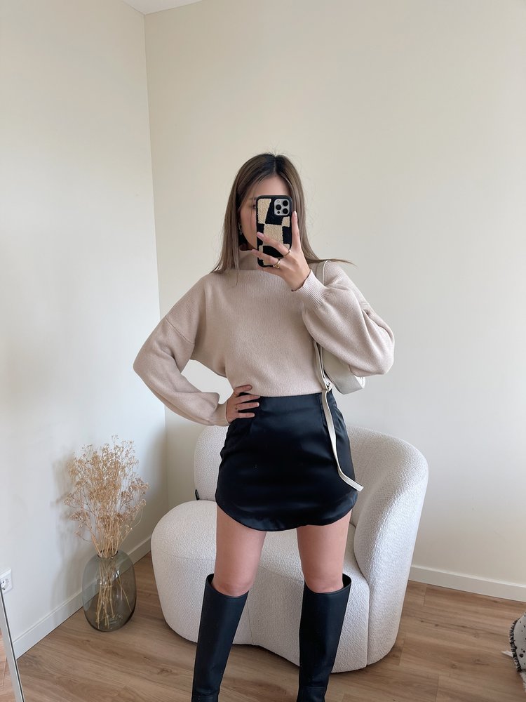 Asra Satin Skirt / Black