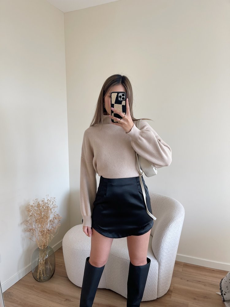 Asra Satin Skirt / Black