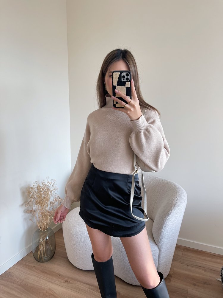 Asra Satin Skirt / Black