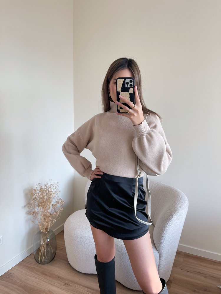 Asra Satin Skirt / Black