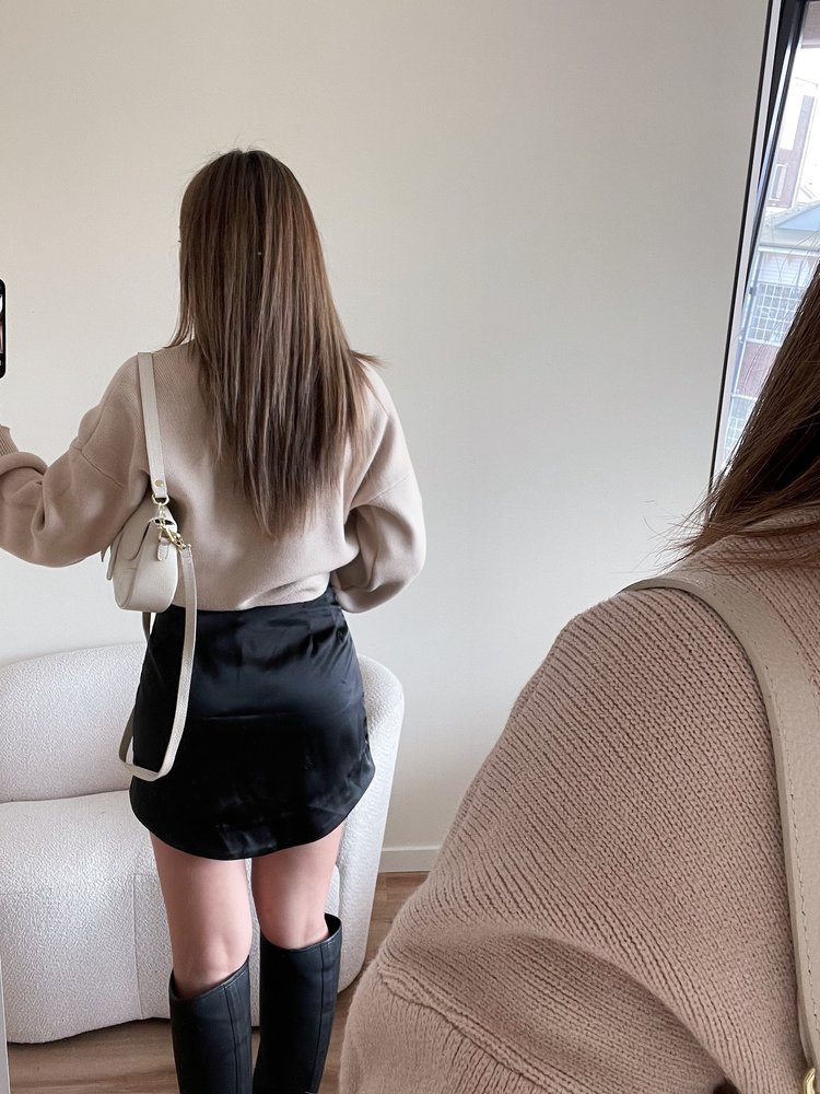 Asra Satin Skirt / Black