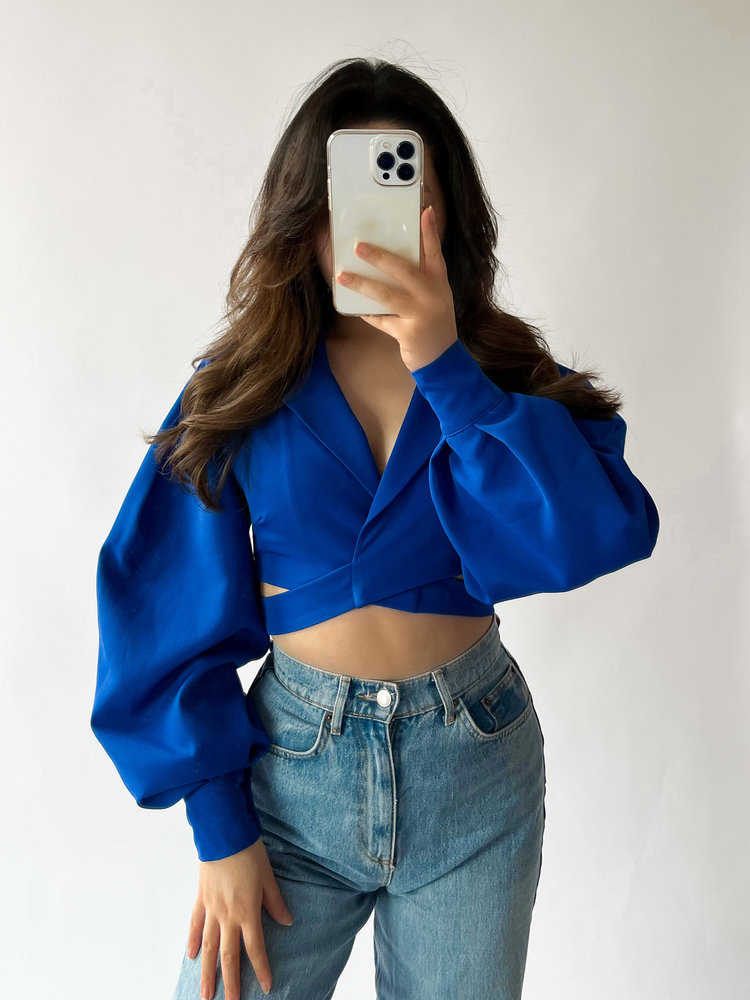 Nicci Blazer Wrap Top / Cobalt Blue