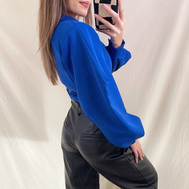 Nicci Blazer Wrap Top / Cobalt Blue
