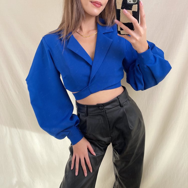 Nicci Blazer Wrap Top / Cobalt Blue