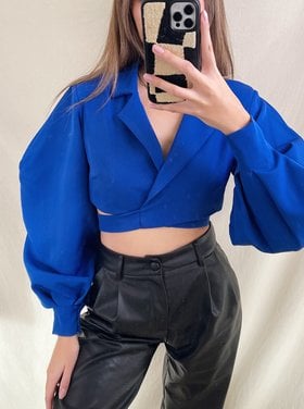 Nicci Blazer Wrap Top / Cobalt Blue