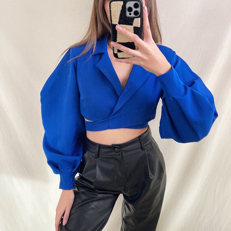 Nicci Blazer Wrap Top / Cobalt Blue