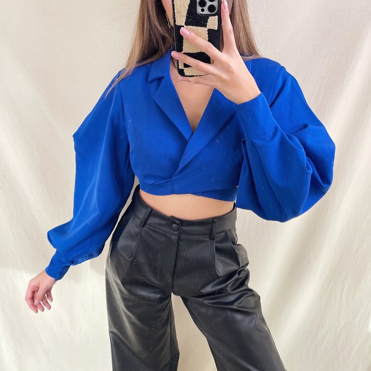 Nicci Blazer Wrap Top / Cobalt Blue