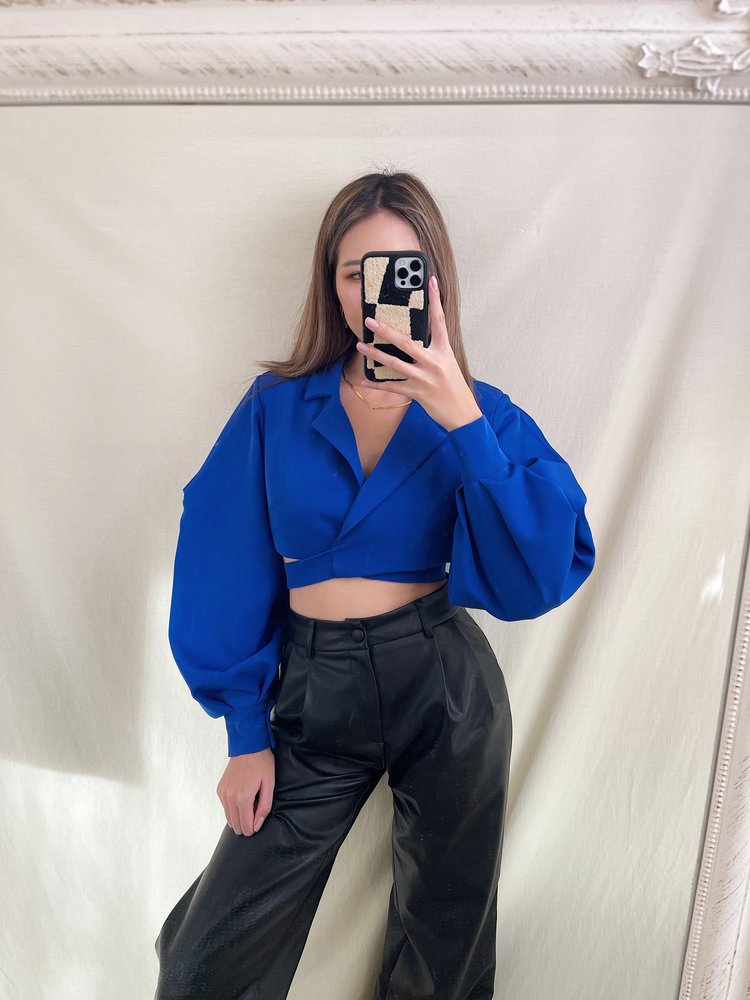 Nicci Blazer Wrap Top / Cobalt Blue