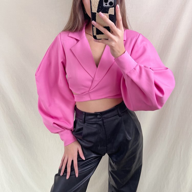 Nicci Blazer Wrap Top / Pink