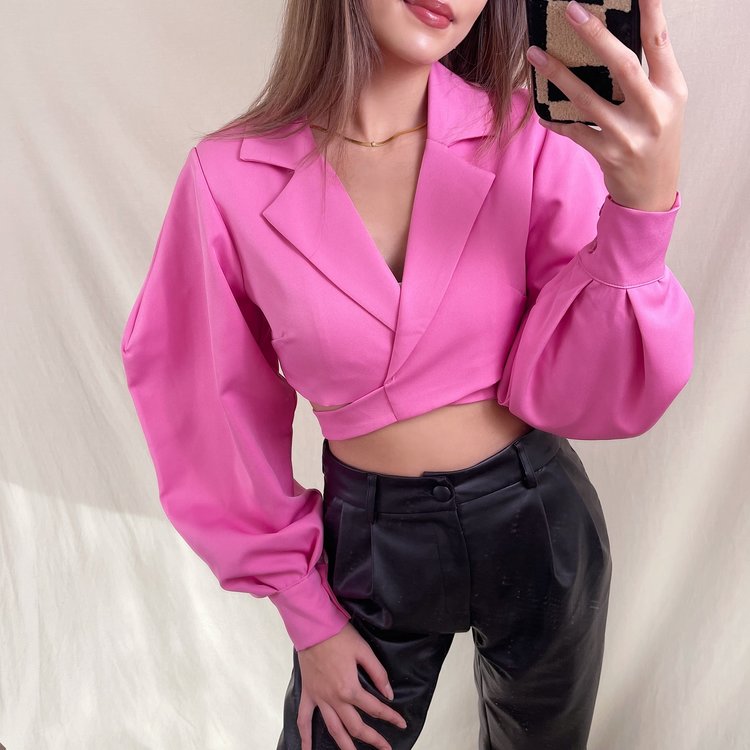 Nicci Blazer Wrap Top / Pink