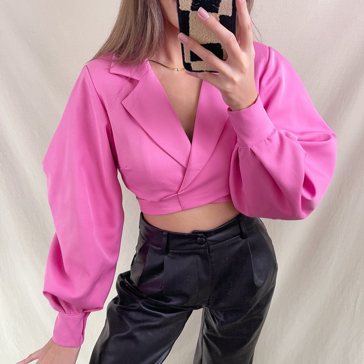 Nicci Blazer Wrap Top / Pink
